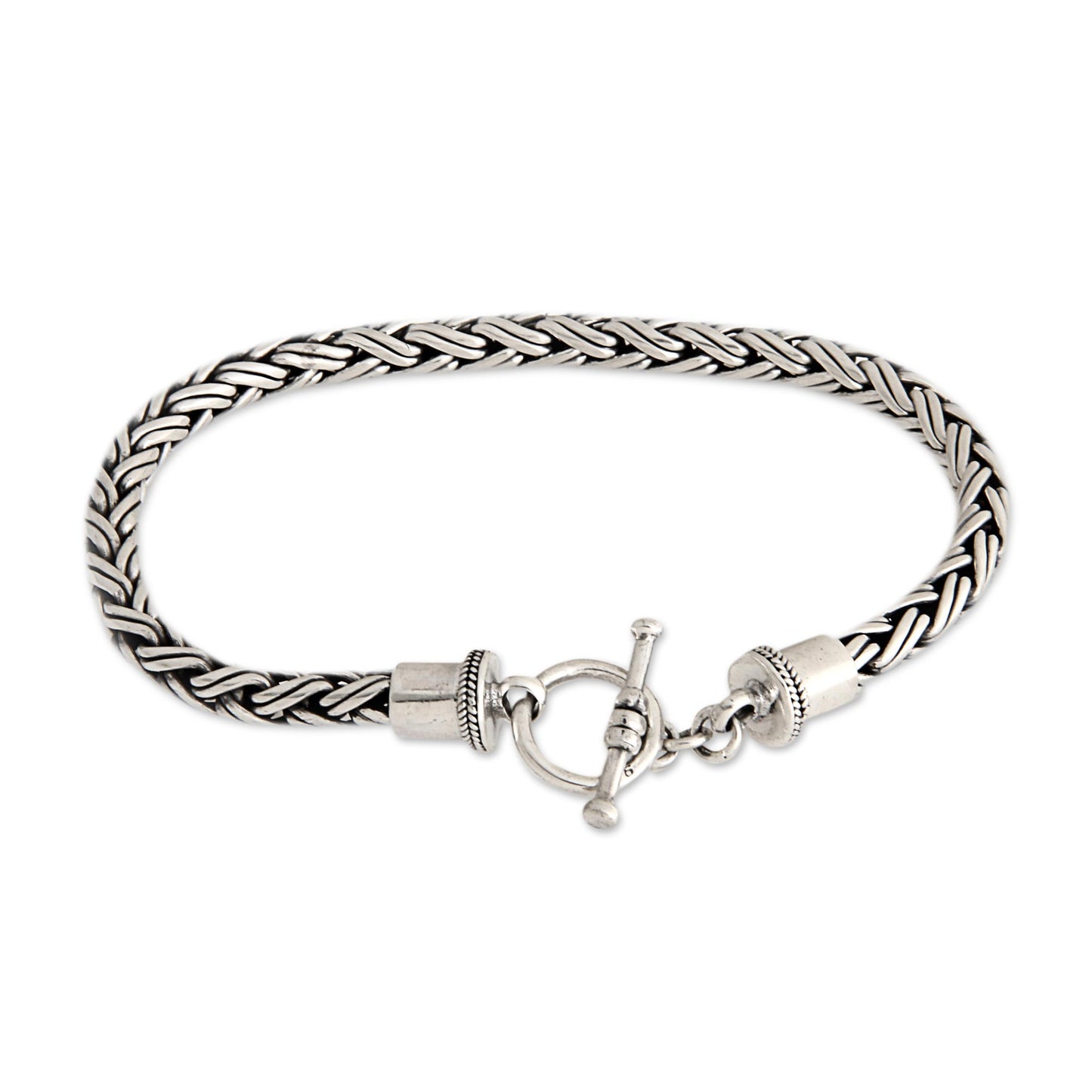 Balinese Python Men's Sterling Silver Chain Bracelet from Indonesia