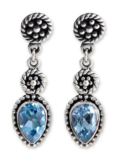 Balinese Jackfruit Blue Topaz Earrings