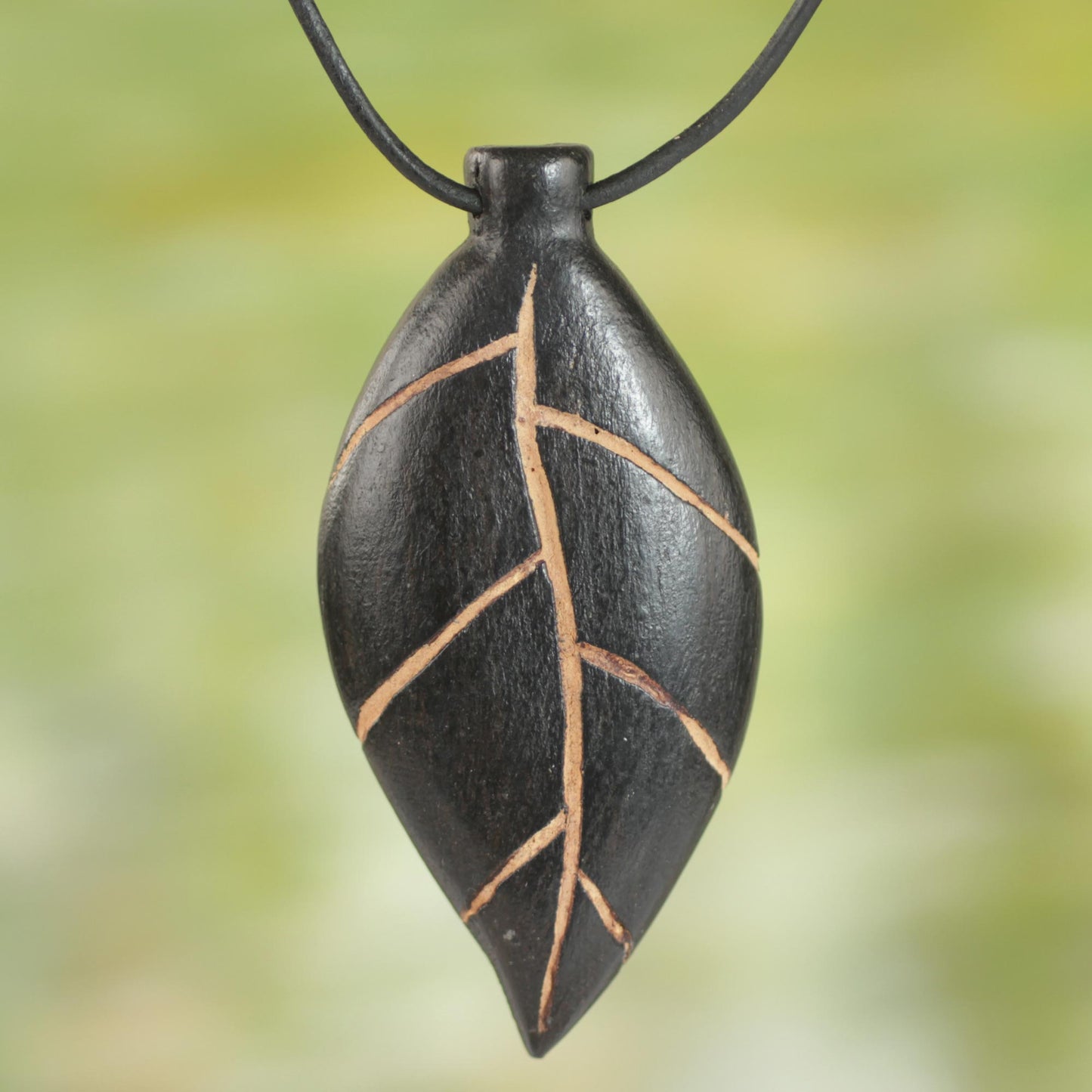 Plants Are Life Unique Teak Wood Leaf Pendant Necklace