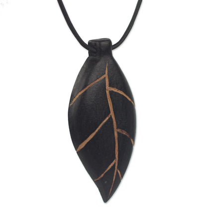 Plants Are Life Unique Teak Wood Leaf Pendant Necklace