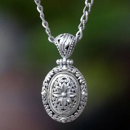 Pura Lotus Handmade Floral Sterling Silver Pendant Necklace