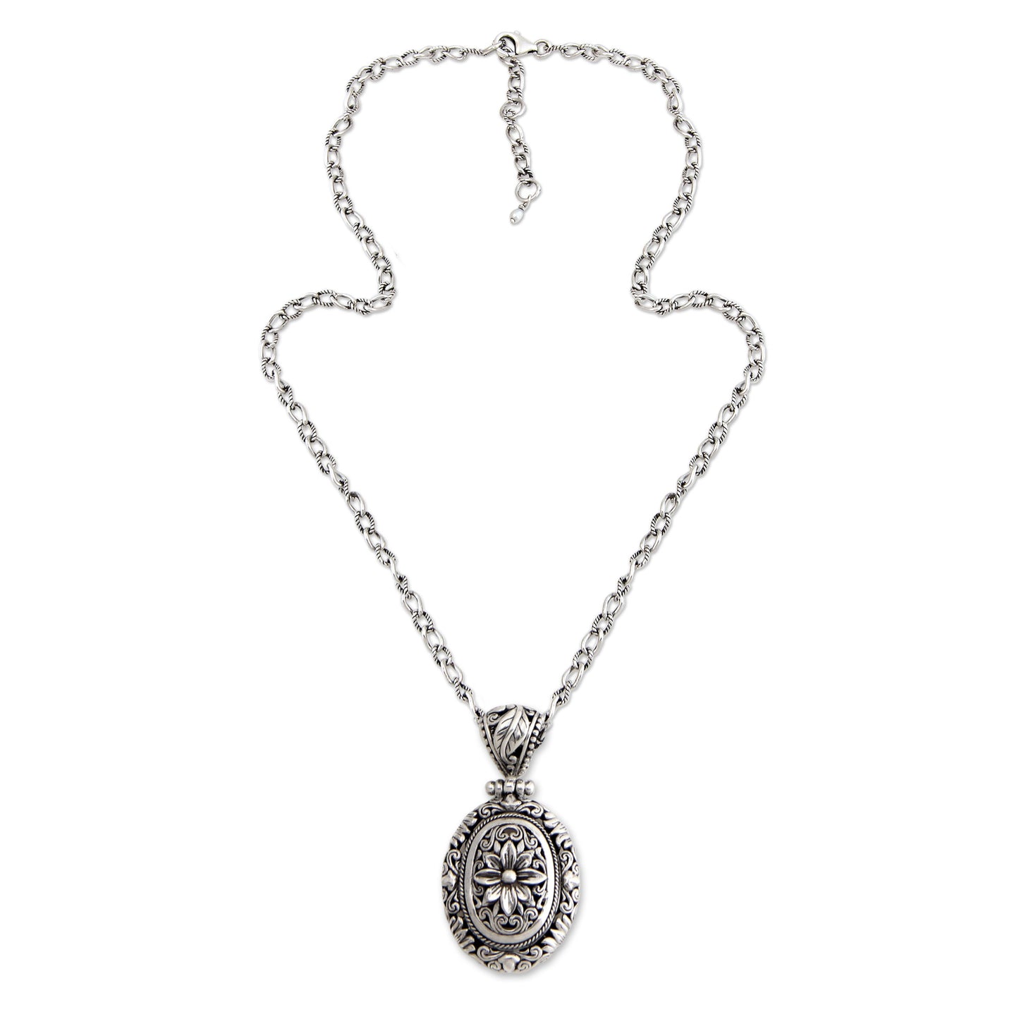 Pura Lotus Handmade Floral Sterling Silver Pendant Necklace