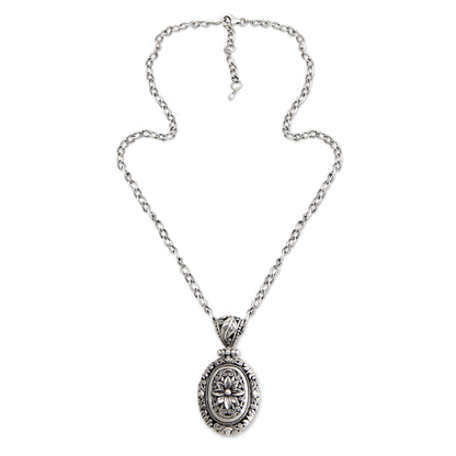 Pura Lotus Handmade Floral Sterling Silver Pendant Necklace