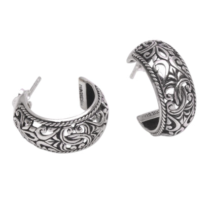 Hanging Garden Sterling Silver Hoop Earrings