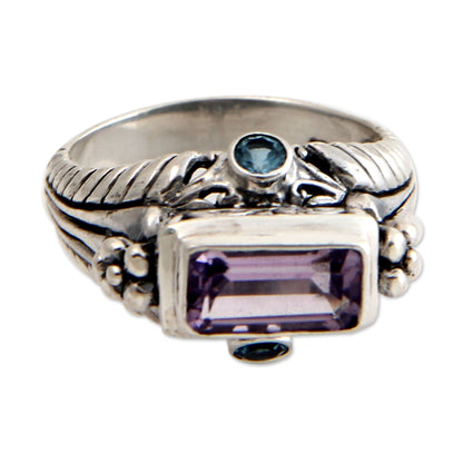 Sea Temple Amethyst and Sterling Silver Cocktail Ring