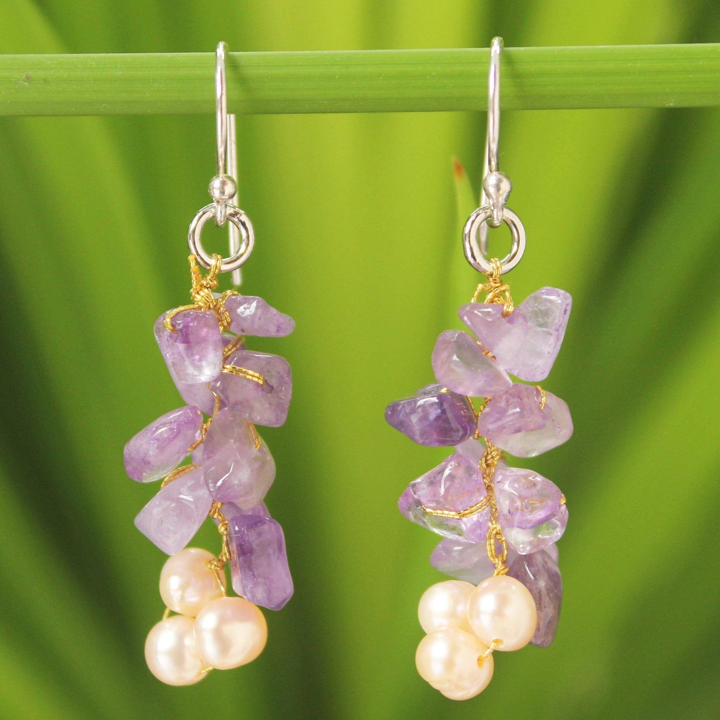 NOVICA - Amethyst & Freshwater Pearl Earrings