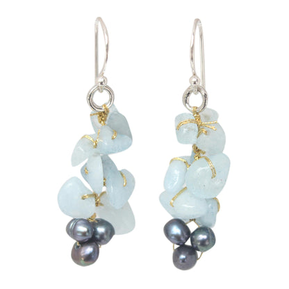 Afternoon Sigh Aquamarine Beaded Earrings