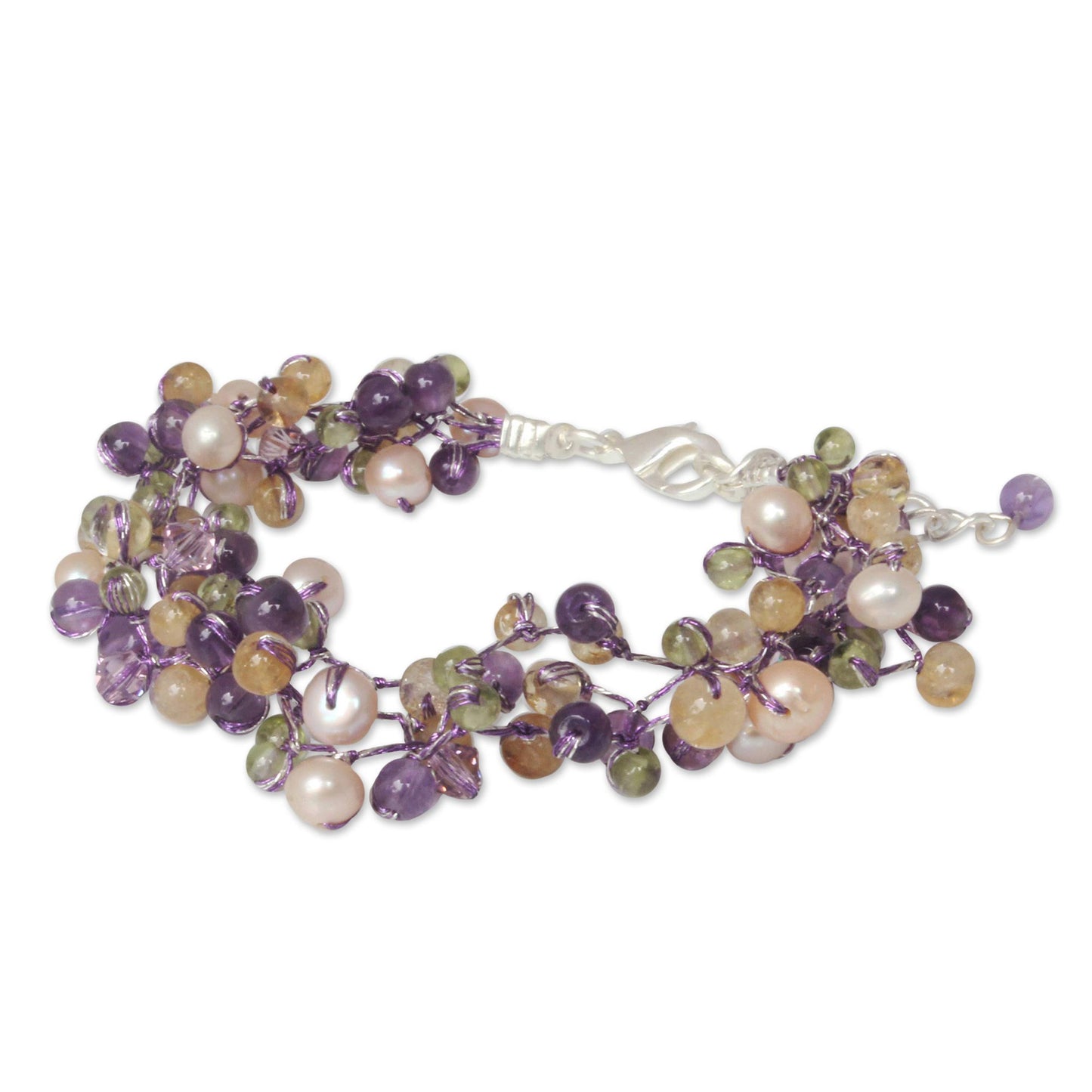 Mystic Passion Handcrafted Pearl and Amethyst Bracelet