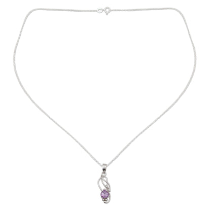 Shy Heart Amethyst Modern Jewelry Sterling Silver Necklace