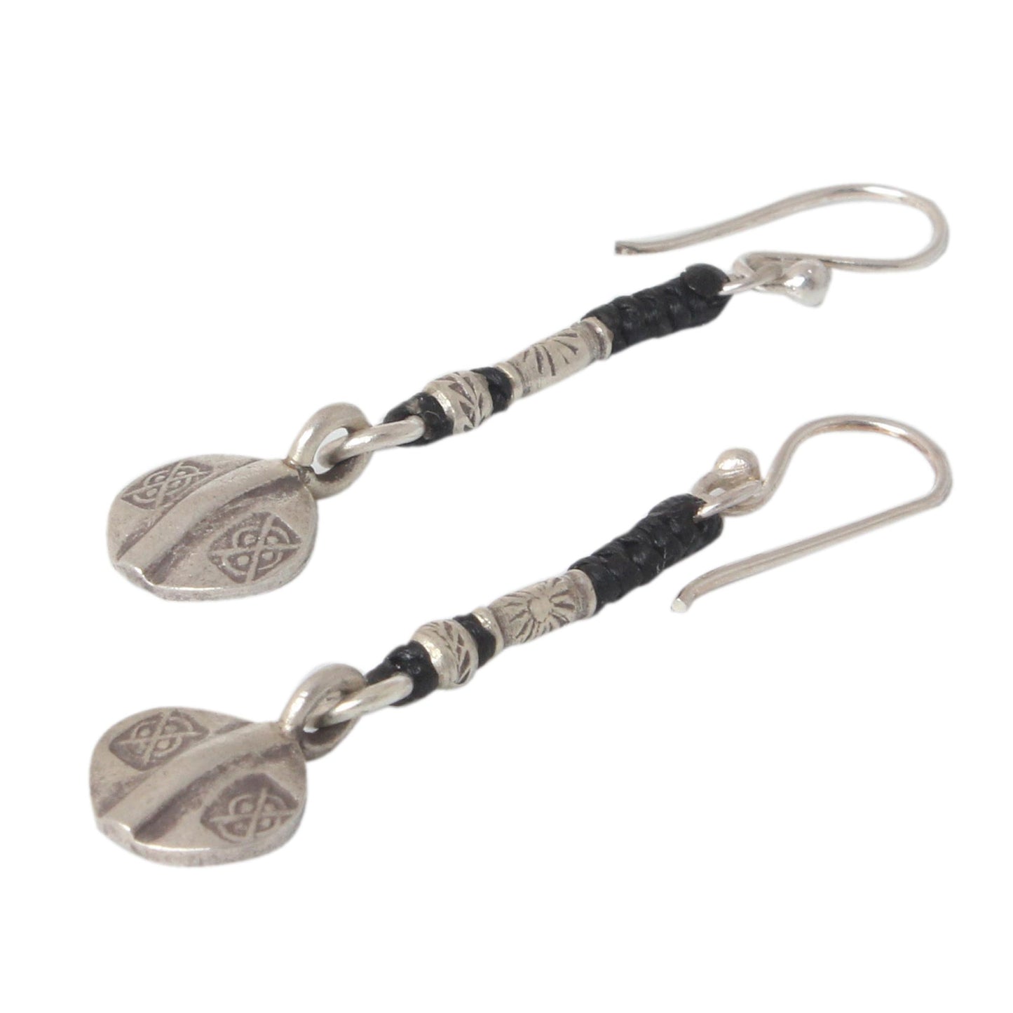 Tribal Art Silver Dangle Earrings