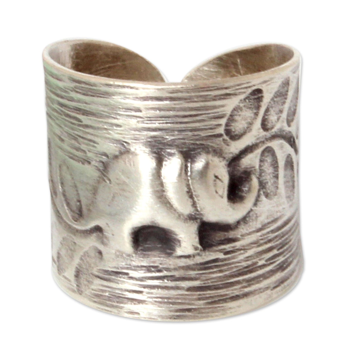 NOVICA - Silver Thai Forest Elephant Wrap Ring