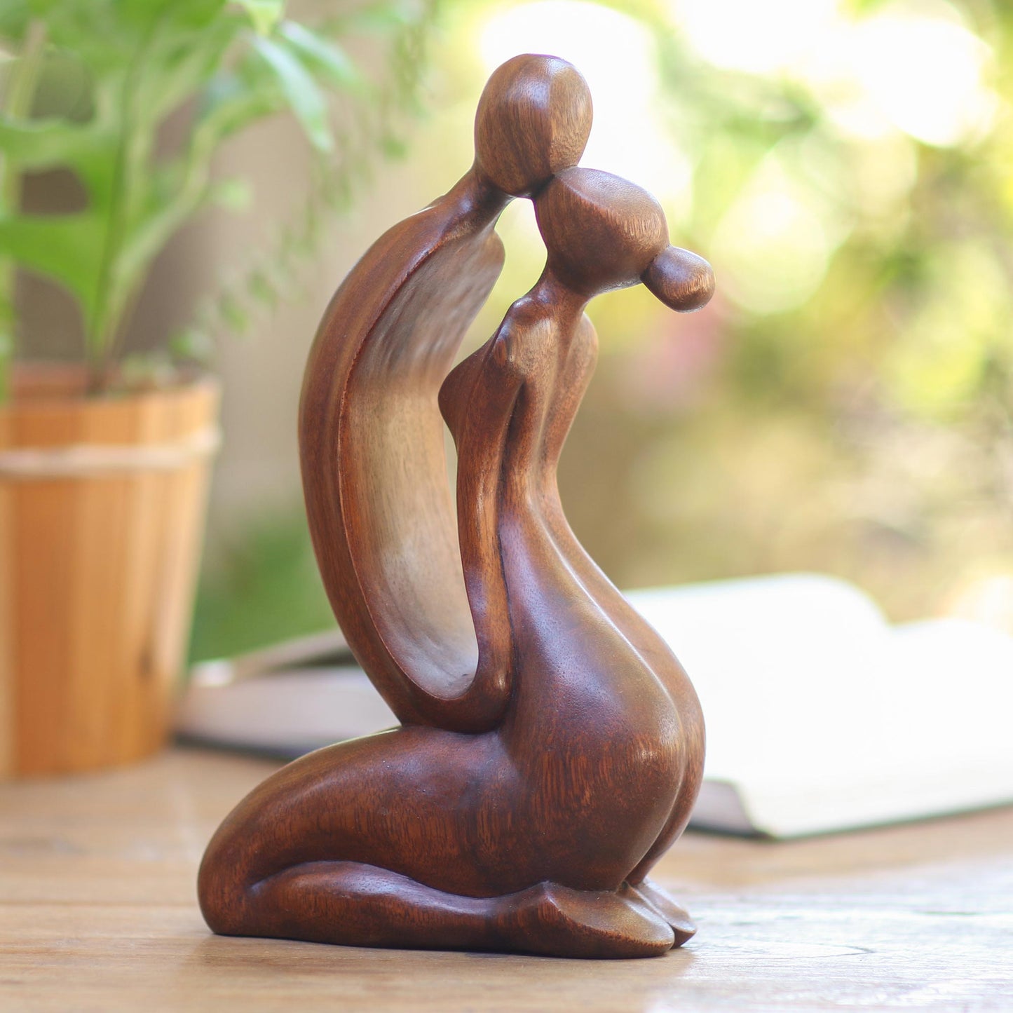 A Kiss on the Cheek Wood statuette