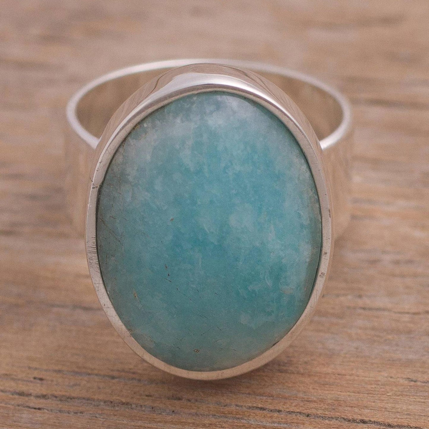 Amazonite Encounter Hand Made Peruvian Sterling Silver Amazonite Cocktail Ring