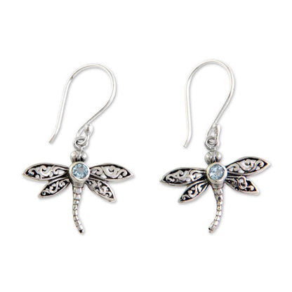 Enchanted Dragonfly Sterling Silver & Blue Topaz Earrings