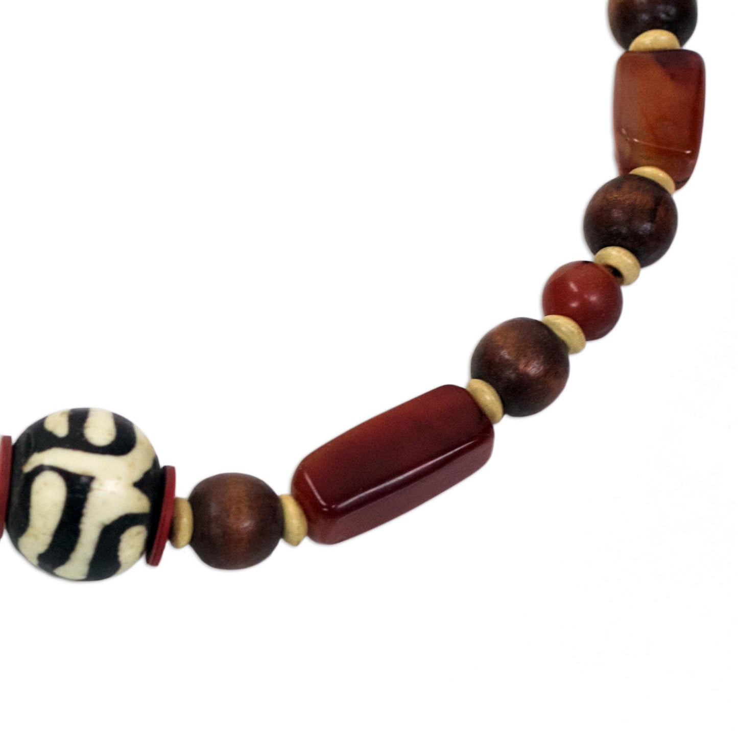 Maneray Handcrafted Beaded Agate and Bone Necklace from Africa