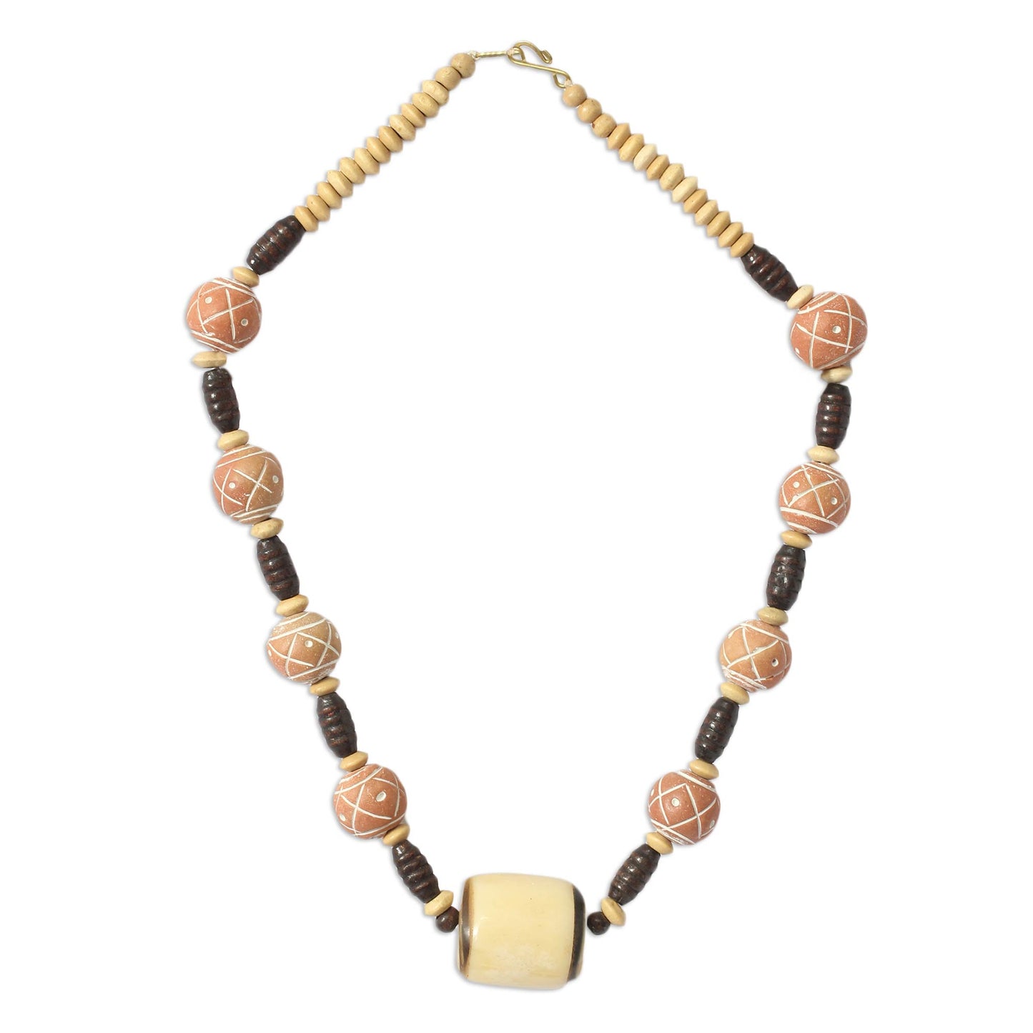 Sougri Bone and ceramic beaded necklace