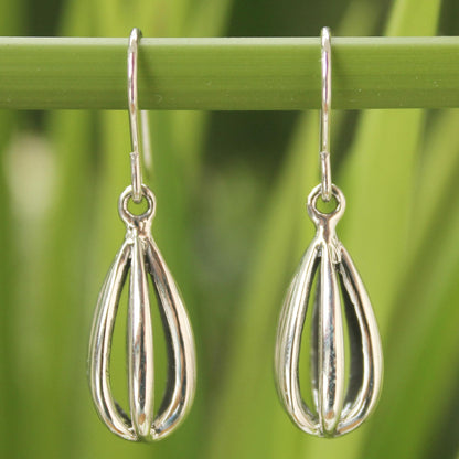 Birdcage Sterling Silver Dangle Earrings