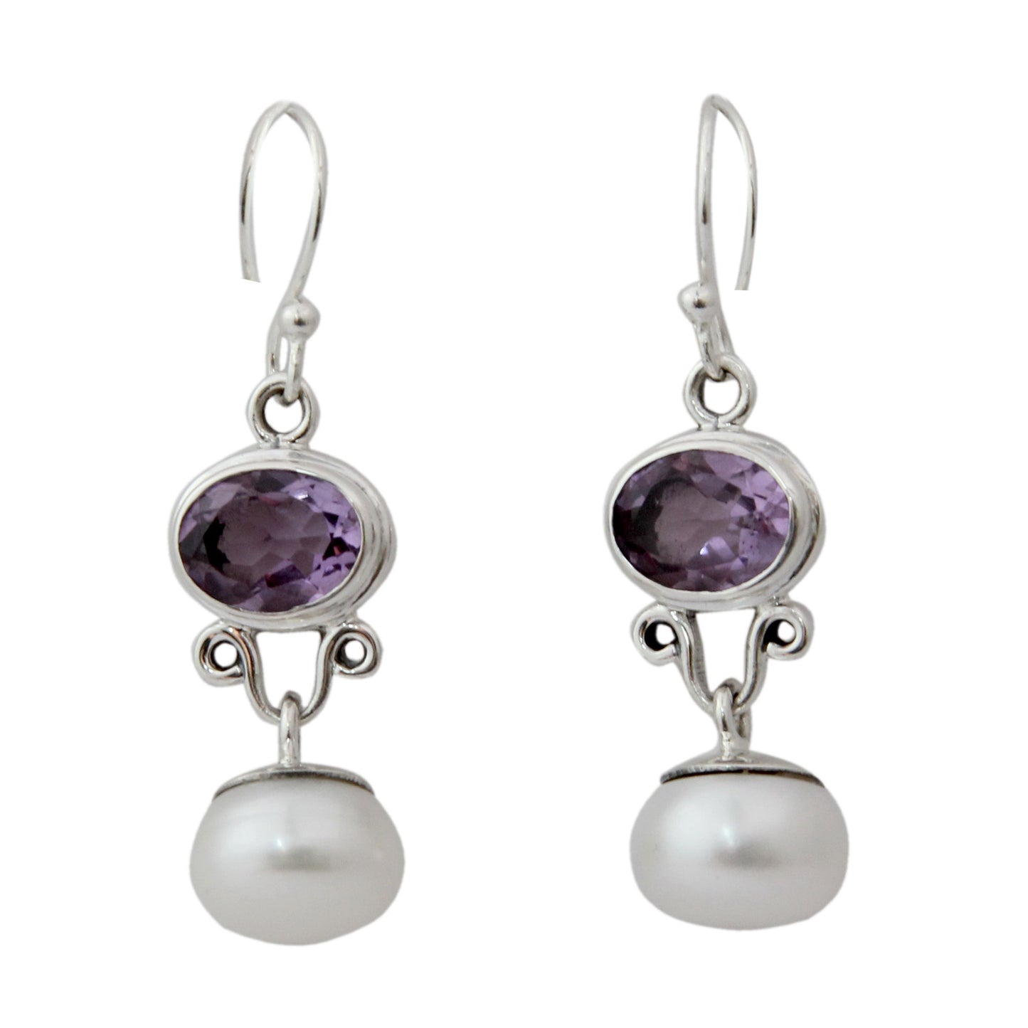 Dazzling Delhi Amethyst & Pearl Dangle Earrings