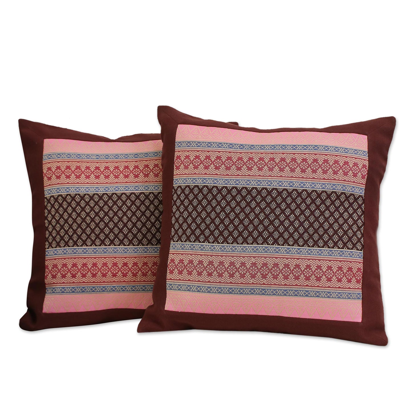 Bangkok Brown Cotton cushion covers (Pair)