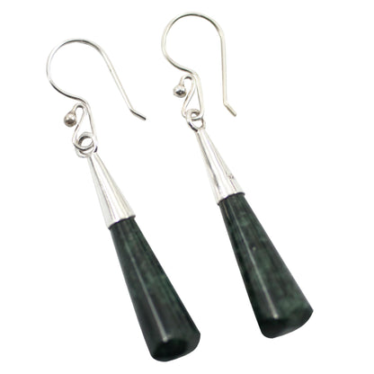 Faceted Green Droplet Handcrafted Sterling Silver Dangle Jade Earrings