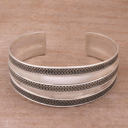 Balinese Ruffles Sterling Silver Cuff Bracelet