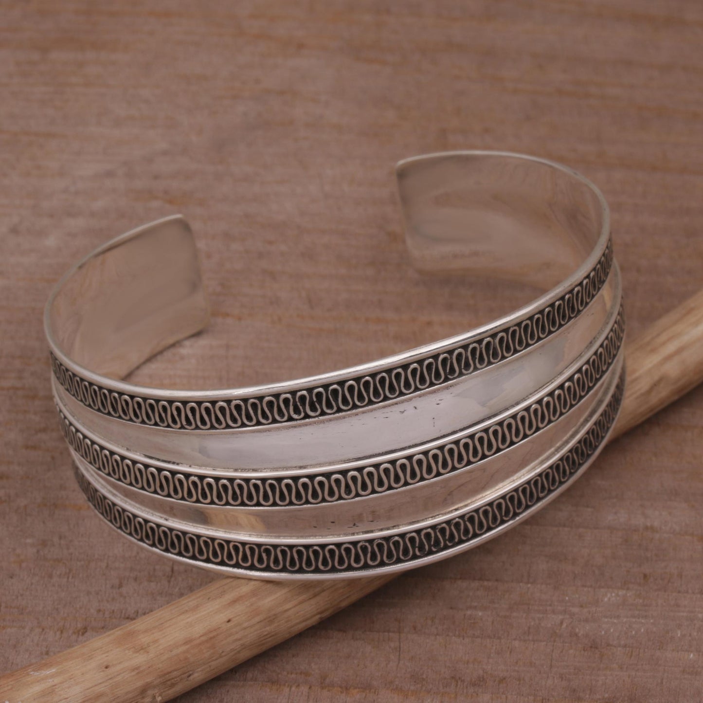 Balinese Ruffles Sterling Silver Cuff Bracelet