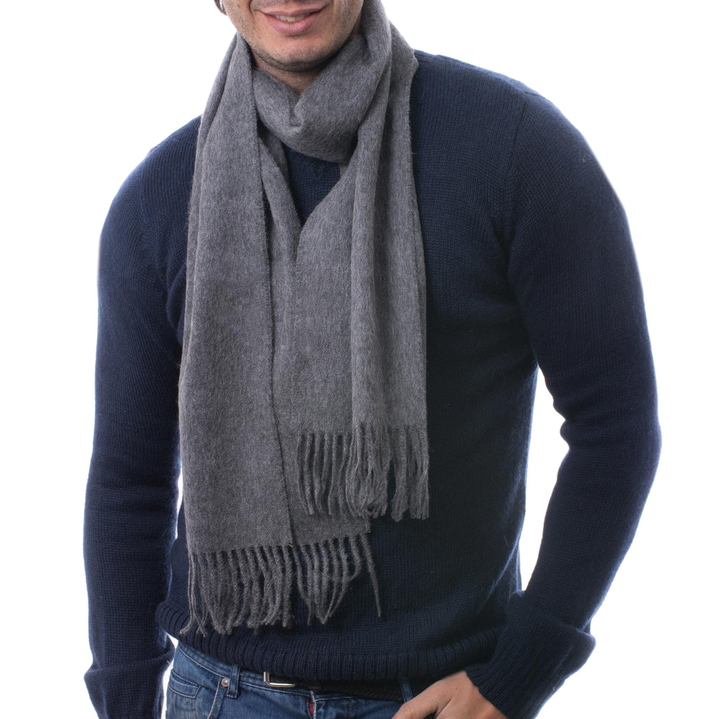 Stormy Gray Men's Alpaca Scarf