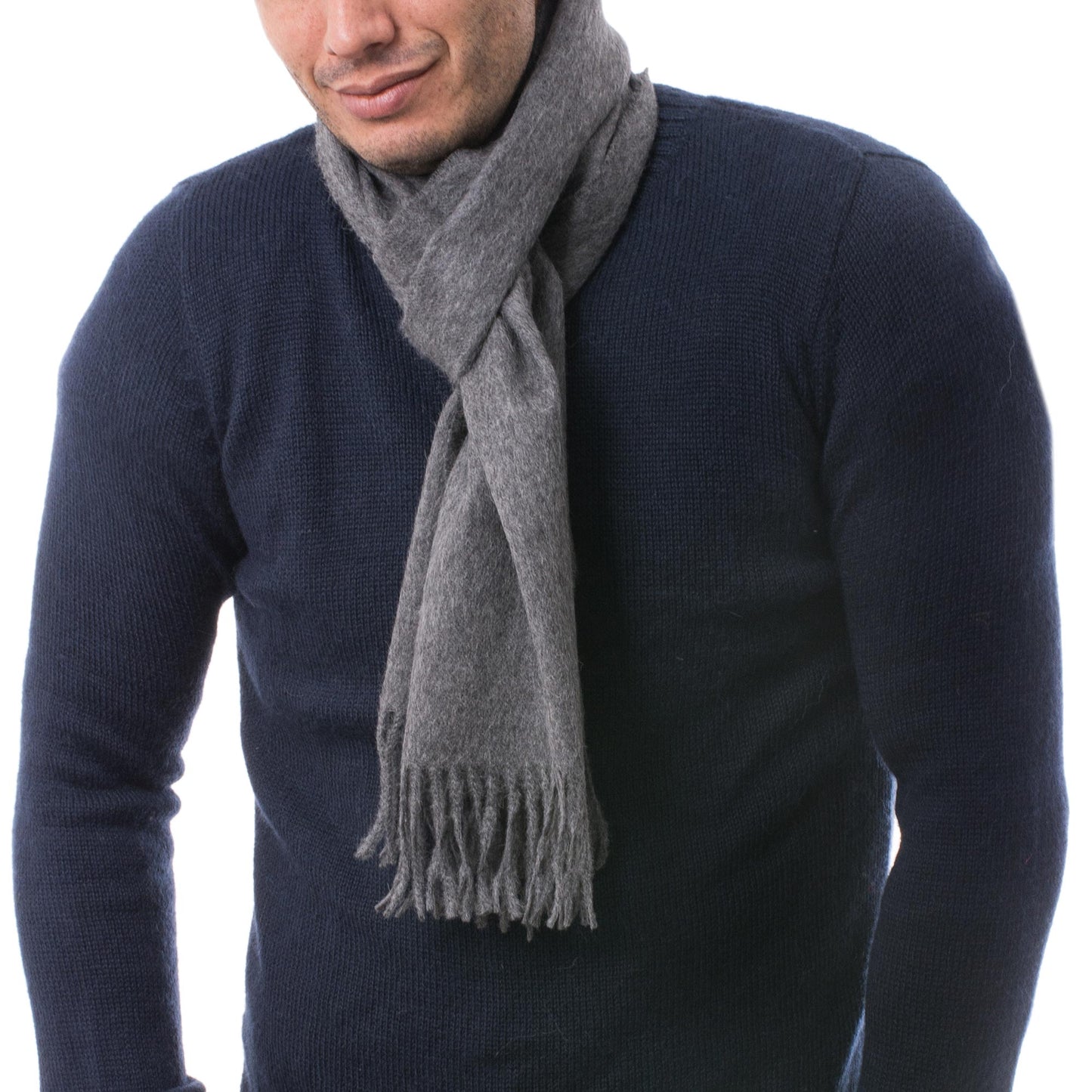 Stormy Gray Men's Alpaca Scarf