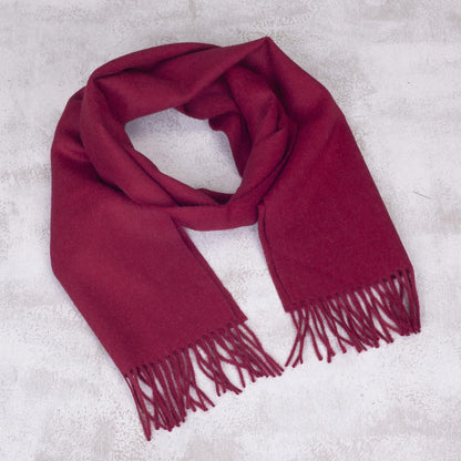 Cherry Red Burgundy Men's Alpaca Scarf