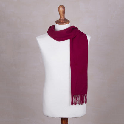 Cherry Red Burgundy Men's Alpaca Scarf