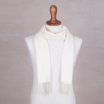 Frothy White Men's Alpaca Scarf