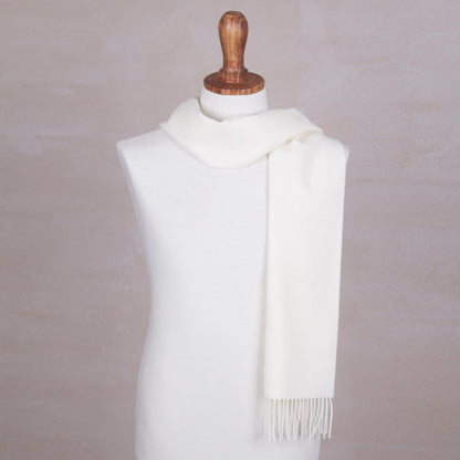 Frothy White Men's Alpaca Scarf