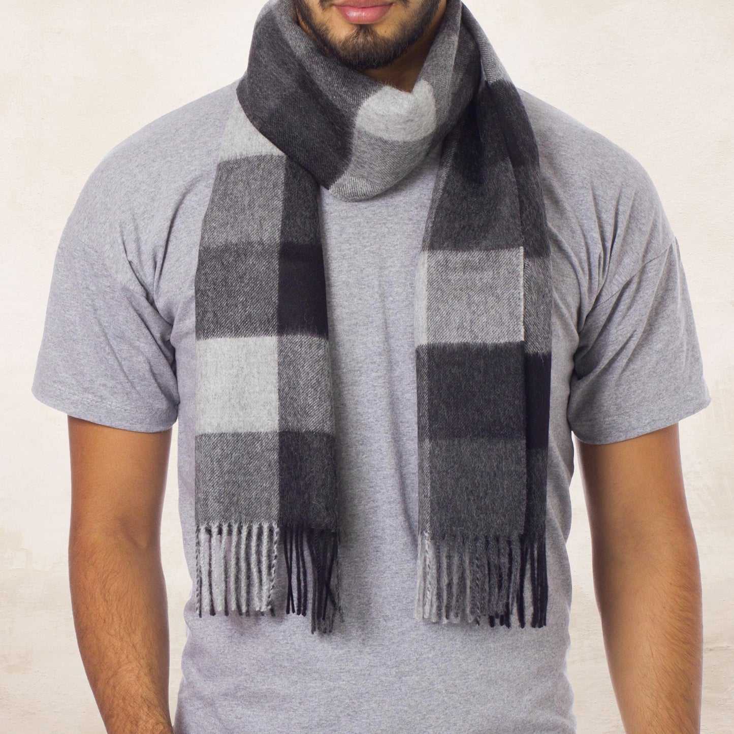 Gray Squared Men's Alpaca Scarf