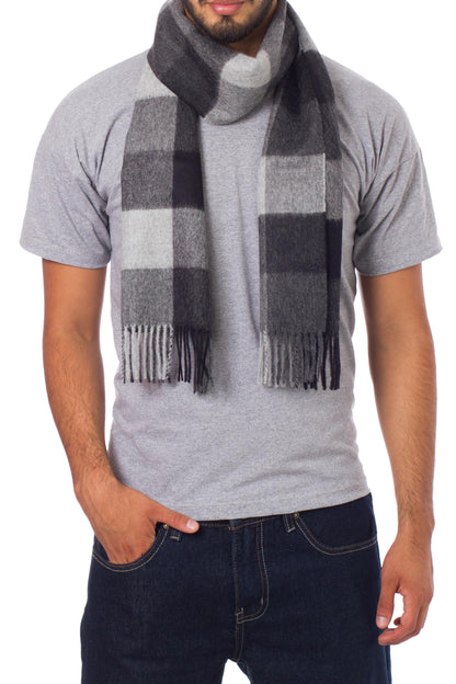 Gray Squared Men's Alpaca Scarf