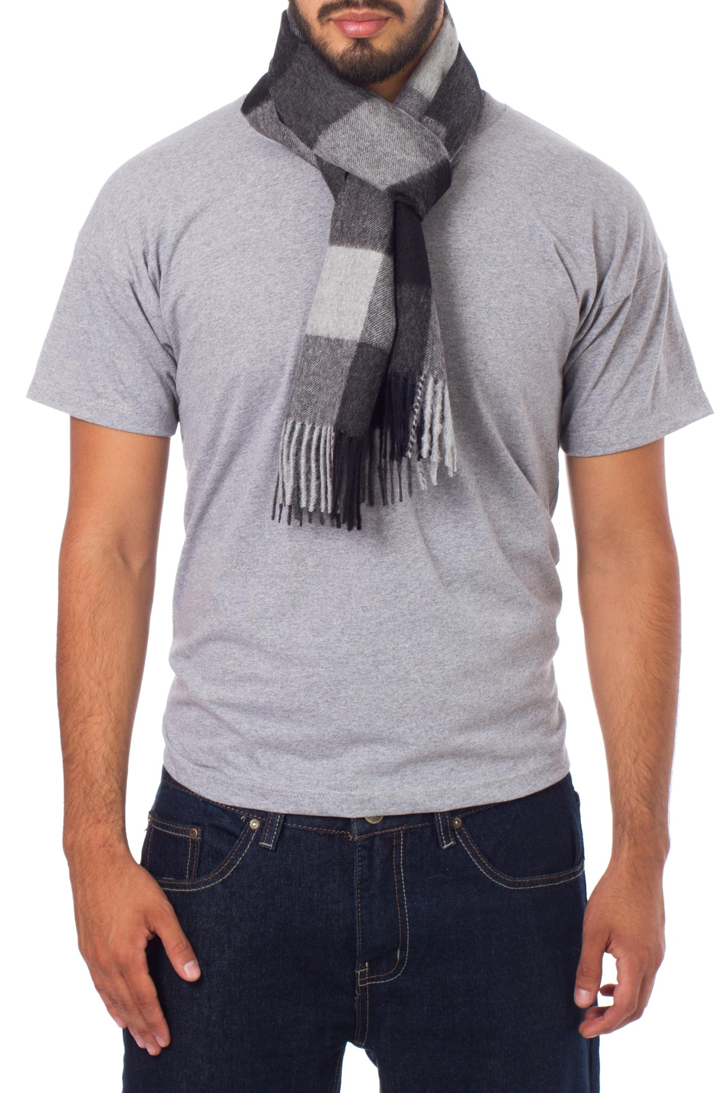 Gray Squared Men's Alpaca Scarf