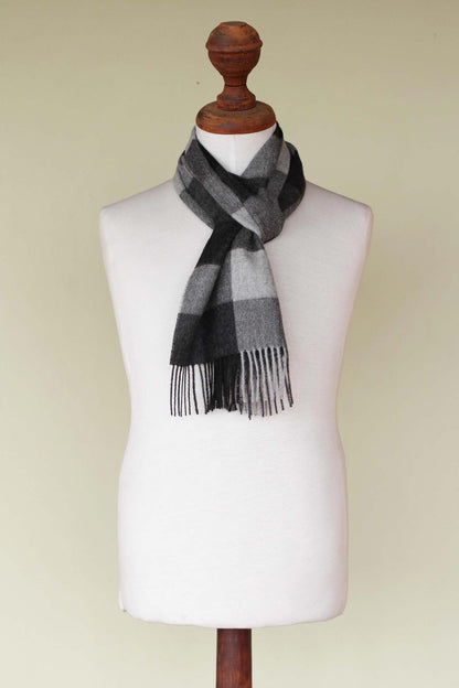 Gray Squared Men's Alpaca Scarf