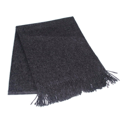 Cozy Dark Gray 100% Alpaca Wool Solid Throw