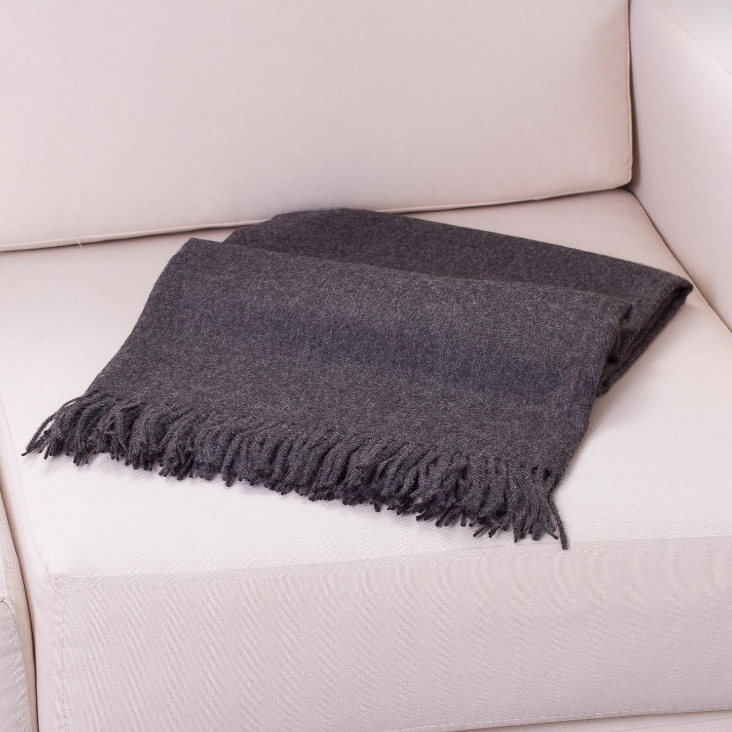 Cozy Dark Gray 100% Alpaca Wool Solid Throw