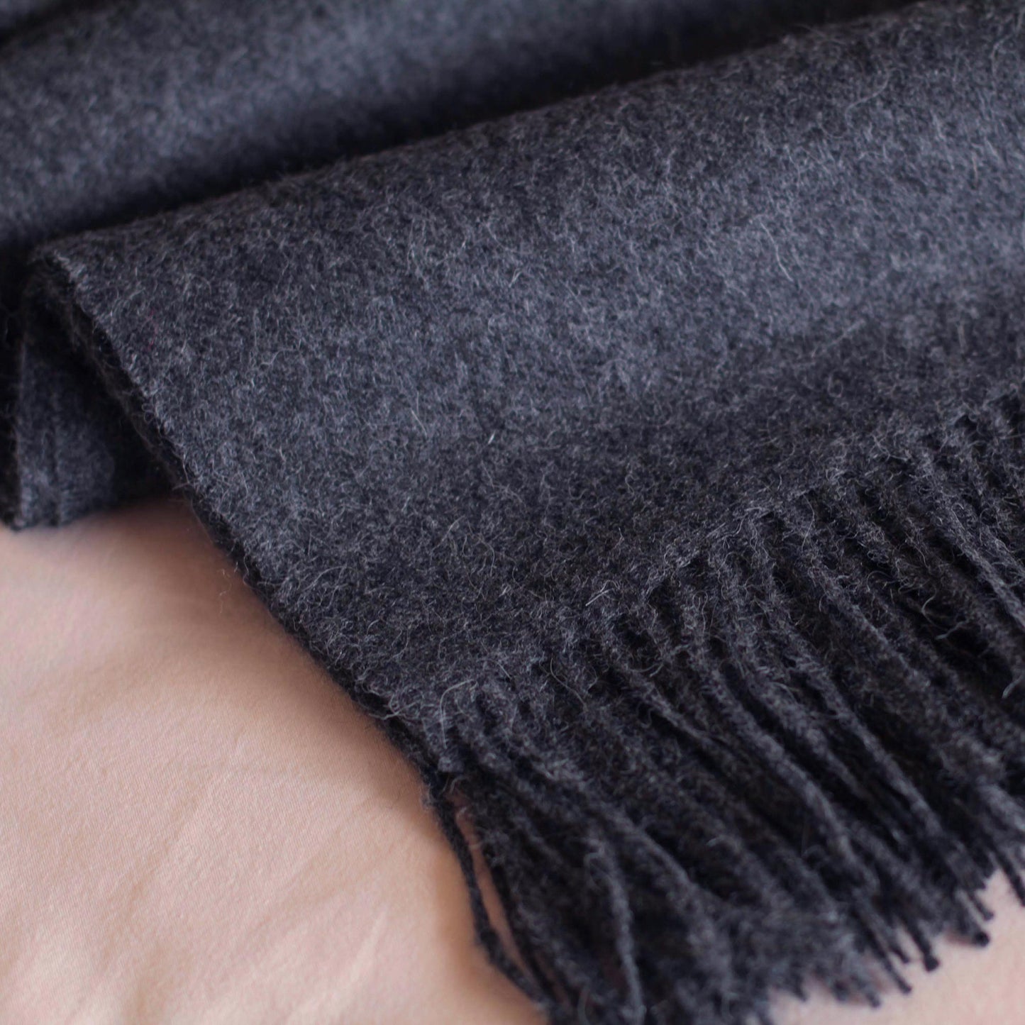 Cozy Dark Gray 100% Alpaca Wool Solid Throw