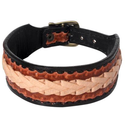 Thai Cowboy Brass & Leather Men's Bracelet