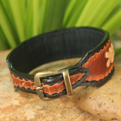 Thai Cowboy Brass & Leather Men's Bracelet