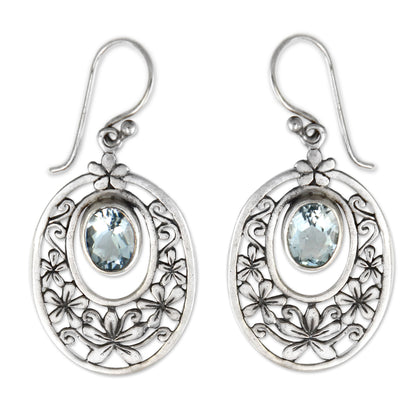 Blue Topaz & Sterling Silver Jasmine Raindrop Earrings