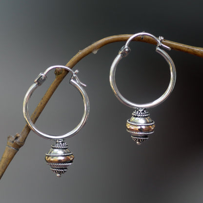 Reminisce Sterling Silver & Gold Plated Hoop Earrings