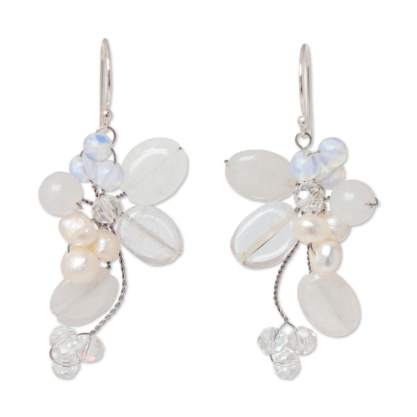 Radiant Bouquet Pearl and Quartz Dangle Earrings