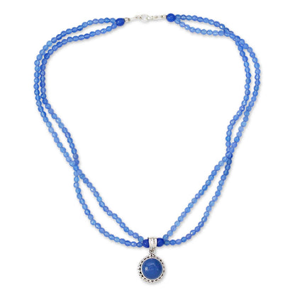 Eternally Blue Chalcedony & Silver Beaded Necklace