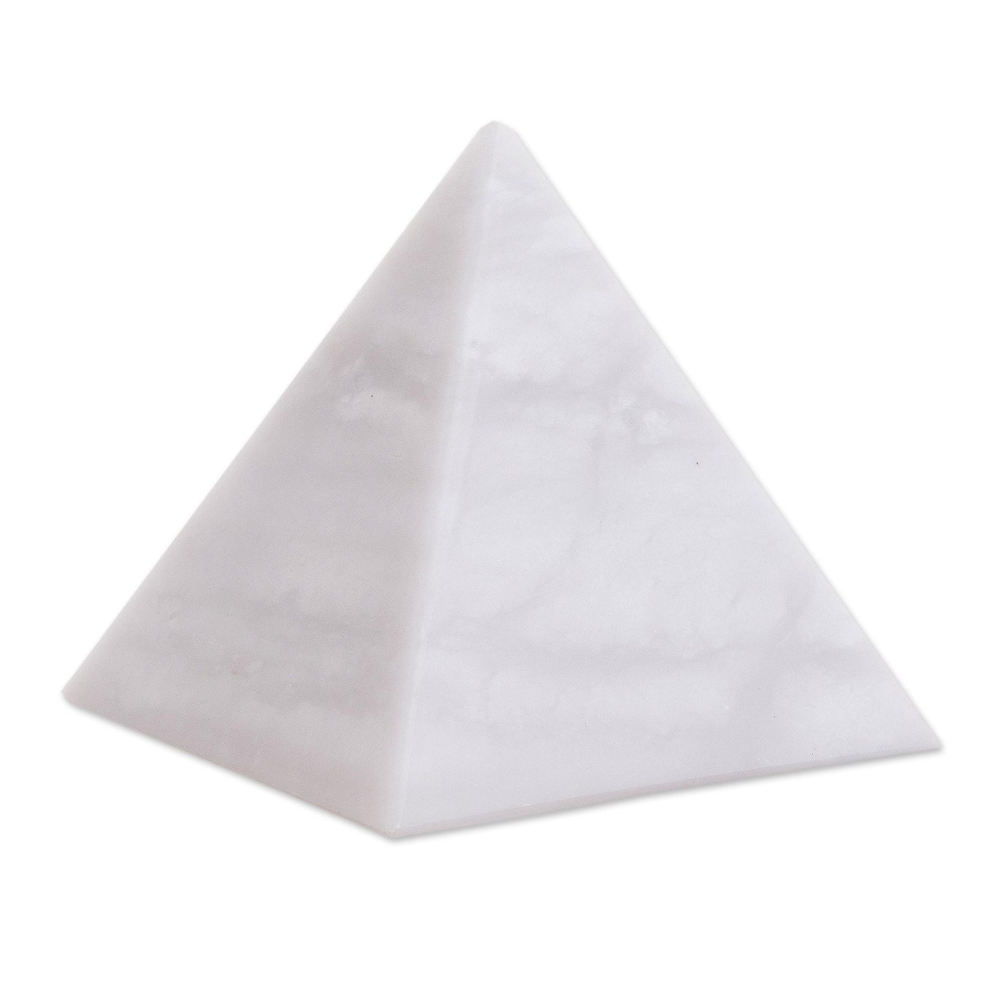 Protection White Onyx Gemstone Pyramid Sculpture from Peru