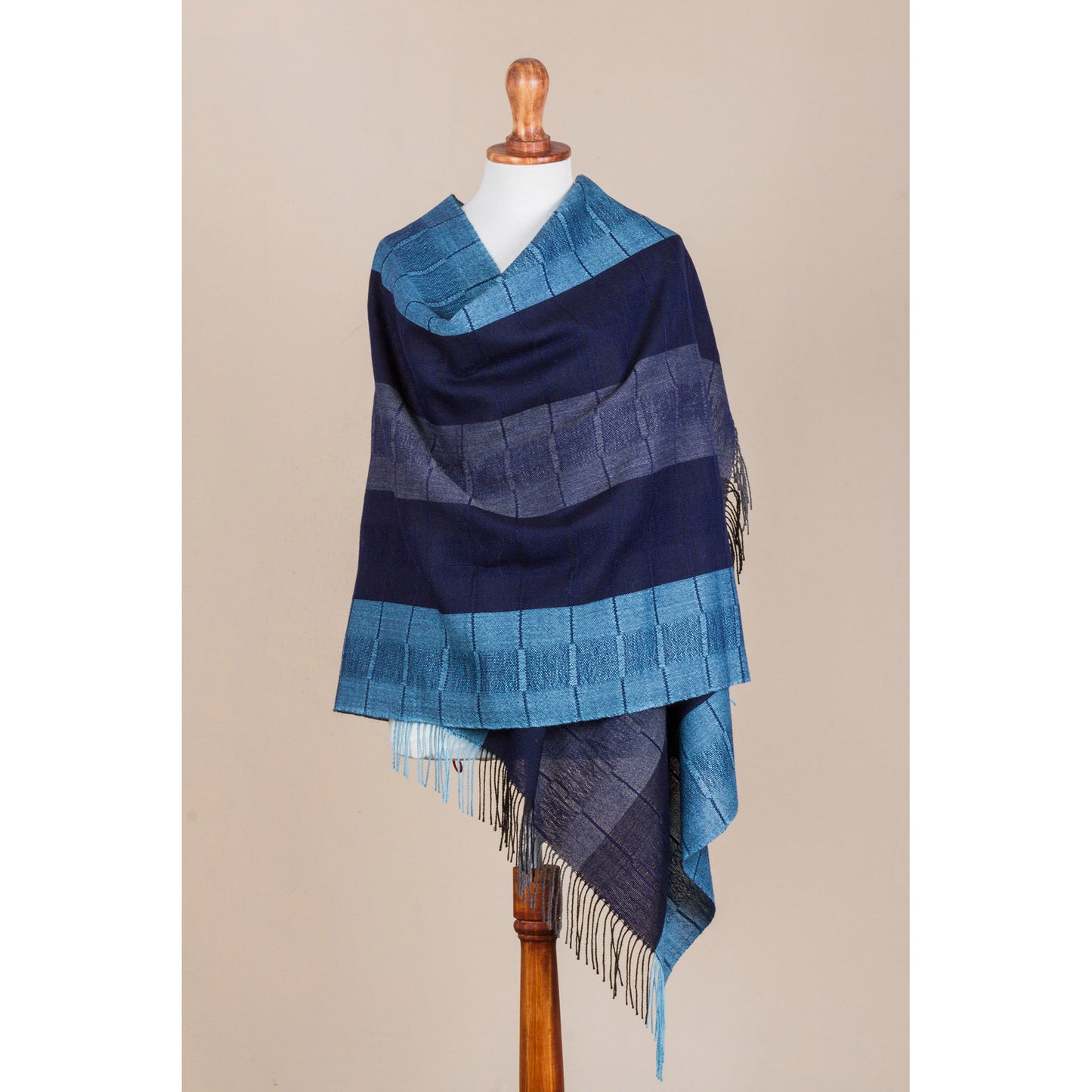 Huancayo Blues Peruvian Alpaca Shawl