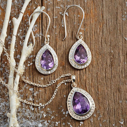 Mughal Mystique Amethyst and Sterling Silver Earrings from India Jewelry