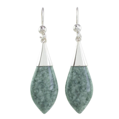 Maya Lance of Afterlife Green Jade & Silver Earrings