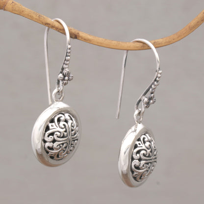 Denpasar Moonbeams Hand Crafted Sterling Silver Dangle Earrings from Indonesia